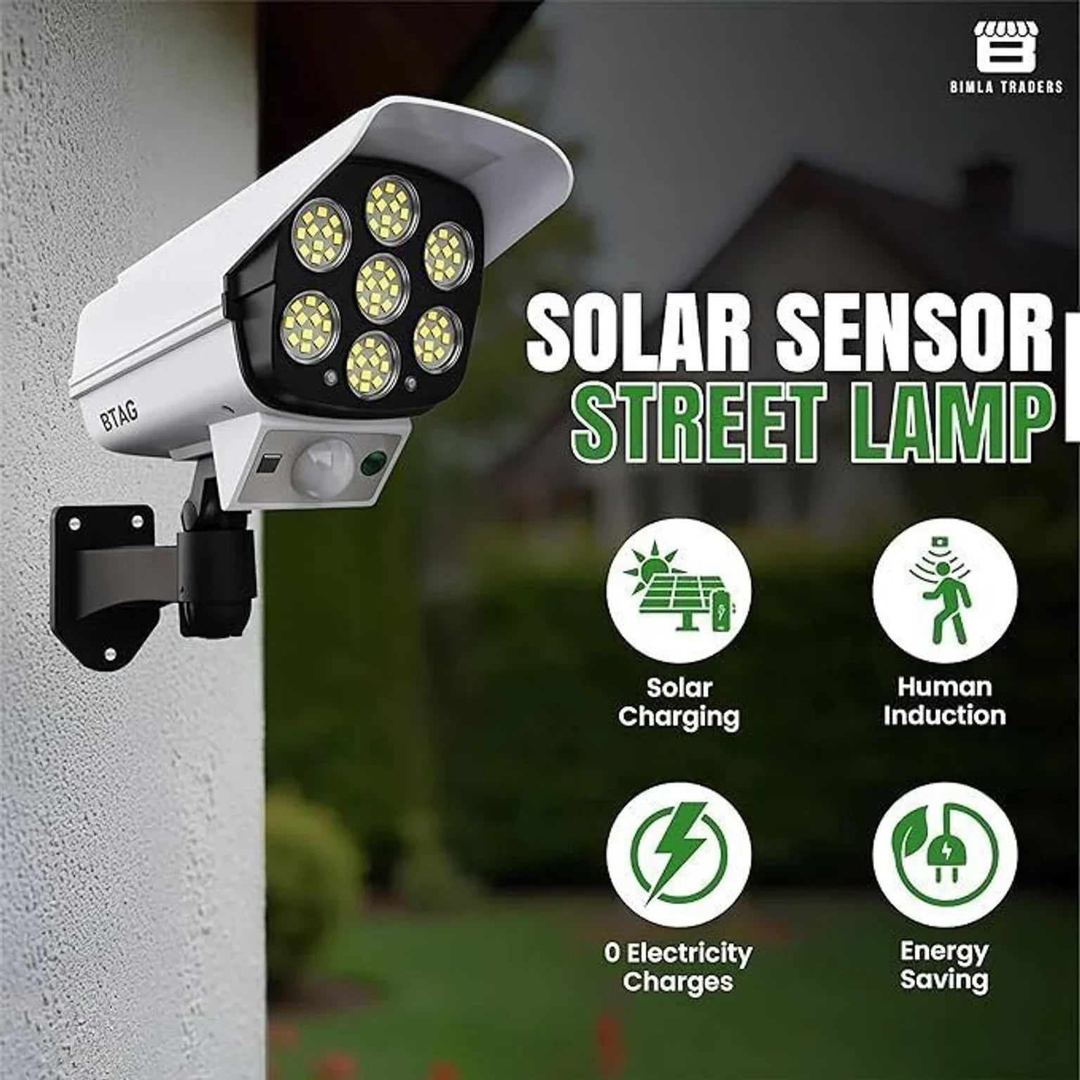 Homehop Solar Security Light Dummy Camera – 77 LED Wireless Motion Sensor Outdoor Wall Lamp