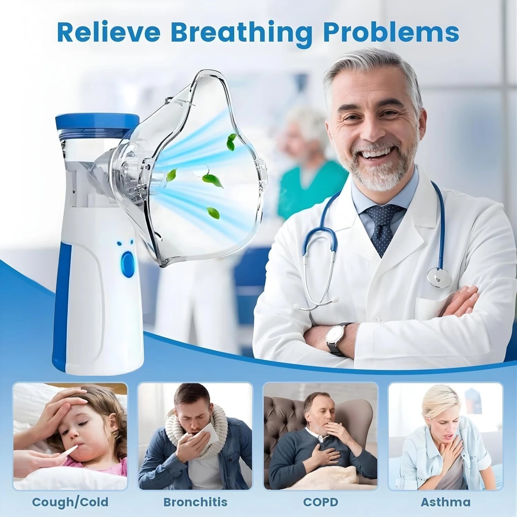 Portable Mesh Nebulizer – Silent Handheld Ultrasonic Inhaler for Kids & Adults