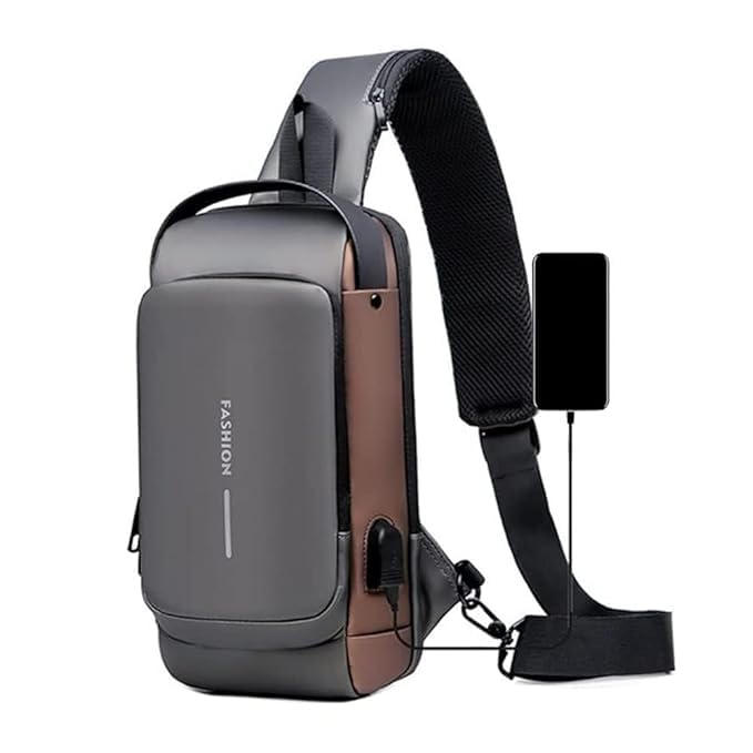 Anti-Theft Waterproof Crossbody Sling Bag with USB Charging Port