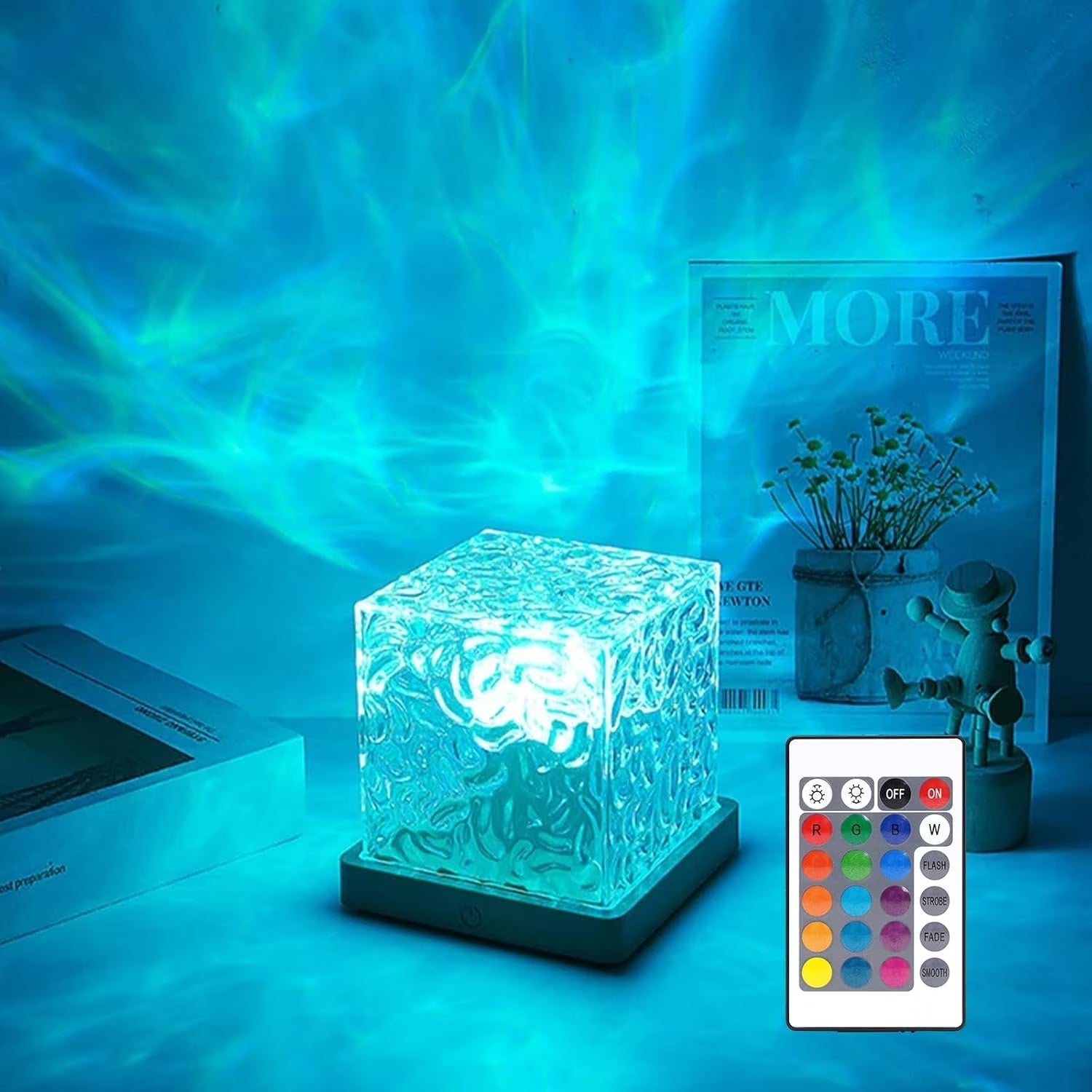 Ocean Wave Projector – Dynamic Rotating Crystal Ripple Lamp with Remote
