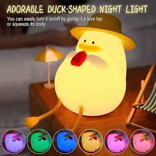 Lazy Sitting Duck Night Light – Squishy Silicone Touch Lamp & Phone Holder