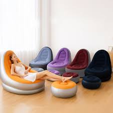 Inflatable Ultra-Lounge Air Sofa & Ottoman Set – Ergonomic Flocked Lazy Chair