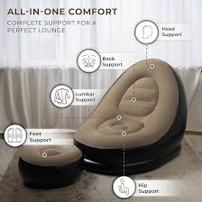 Inflatable Ultra-Lounge Air Sofa & Ottoman Set – Ergonomic Flocked Lazy Chair