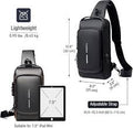 Anti-Theft Waterproof Crossbody Sling Bag with USB Charging Port